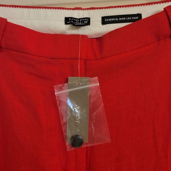 NWT J. Crew Wide-Leg Essential Pant In Red Linen 14 - Picture 6 of 9